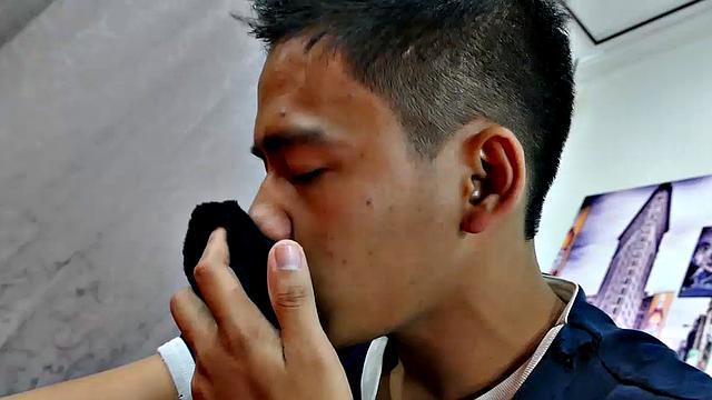 Gay Asian twink Marcon tries to not jerk off so much by listening to some tunes. But his obsession with male feet keeps him thinking about feet most of the time. Marcon gives in and starts feeling horny, needing to have a wank.