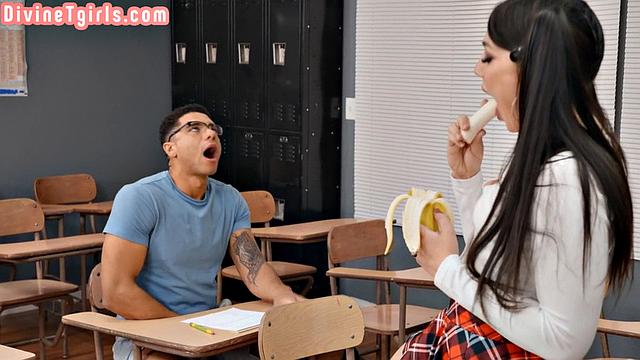 Cute Trans babe cockriding lover