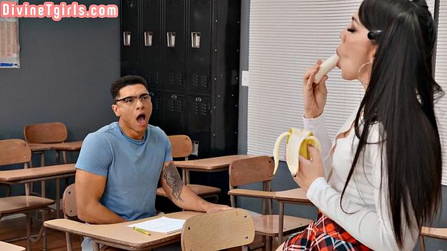 Cute Trans babe cockriding lover