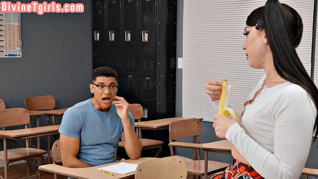 Cute Trans babe cockriding lover