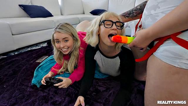 Slutty Gamer Girl Threesome