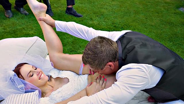 Bride get their tight holes drilled in Debt4k video