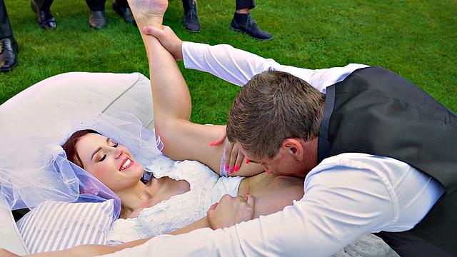 Bride get their tight holes drilled in Debt4k video