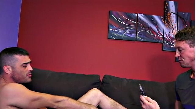 CBT sub anally toyed by master in erotic couple