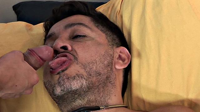 Skinny Latino sucked by asslicking mature doctor for cum