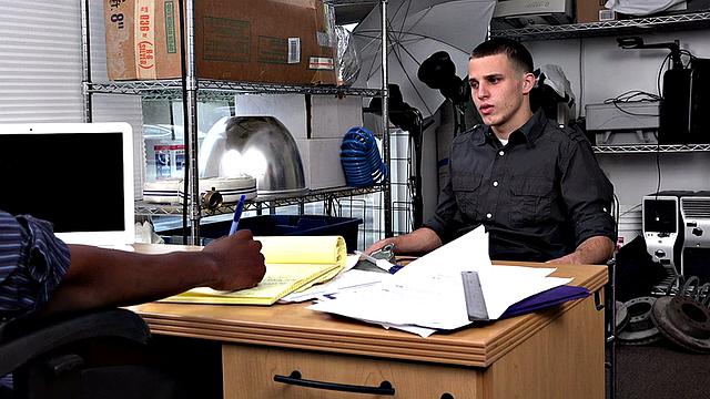 IR hairy stud banged in office by dominant jock