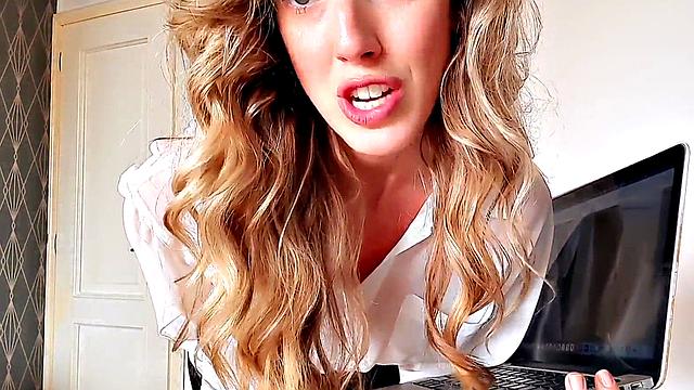 SPH solo babe in stockings talks dirty about small cocks