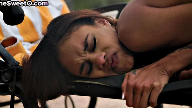 Stunning ebony smashed outdoor