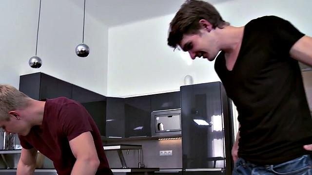 After casting, big dick twink bangs tight asshole of busty babe