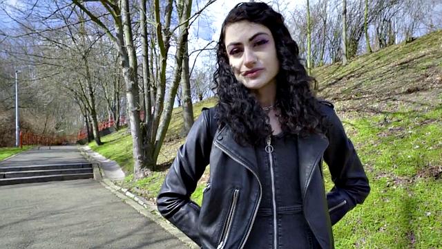 Small alt babe rides POV dick for cash after blowjob