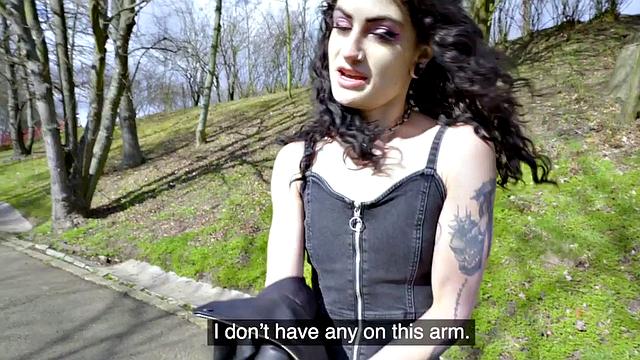 Small alt babe rides POV dick for cash after blowjob