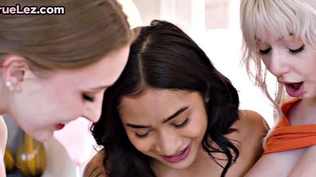 Bigbooty lez assfucked by bigtitted dykes in 4some