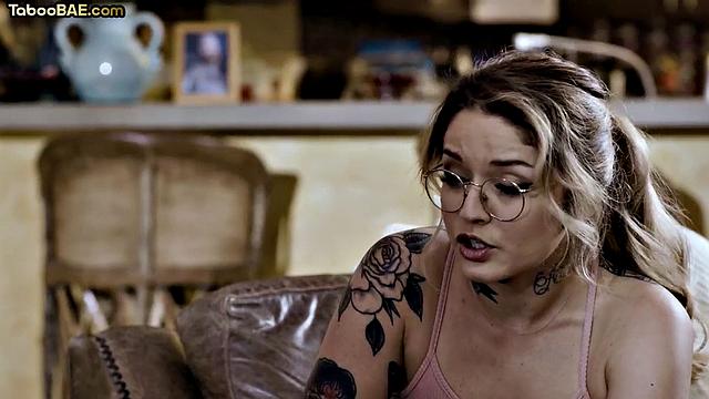 Taboo blonde pussylicked by stepdad