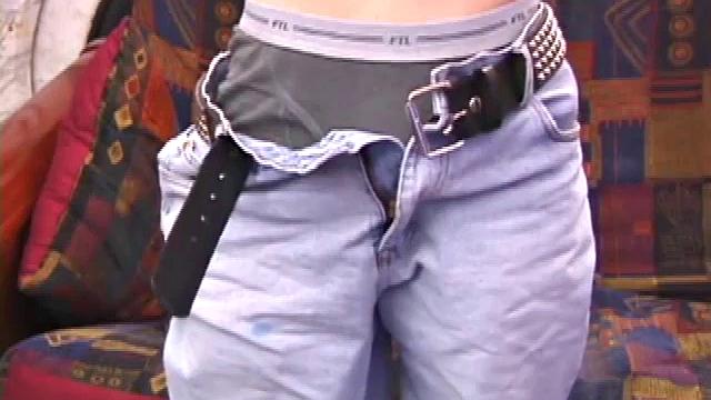 Pretty boy Chase Hunter strips to his boxers and starts working his leaking bulge. He stands to show us his 7 inch cock and gets down to business stroking it. Chase grabs the couch behind his head and strokes.