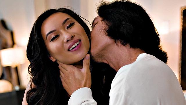 21yo Asian loves gagging on dick before missionary fuck