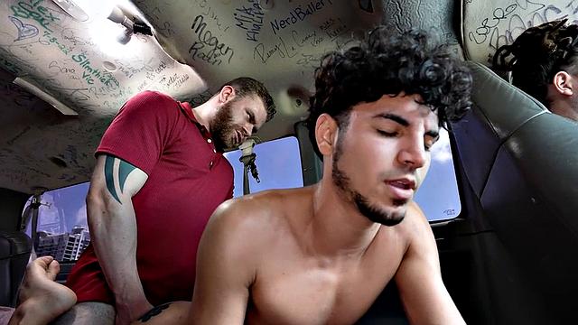 Fooled jock fucks 21yo gay in van outdoor till cumshot