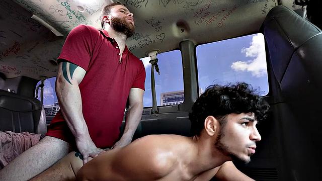 Fooled jock fucks 21yo gay in van outdoor till cumshot