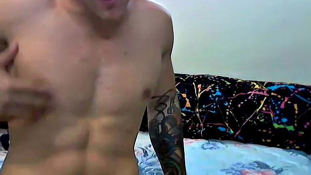 Muscular Stud Jerks Off in Front of the Guys - Jizzy McBone