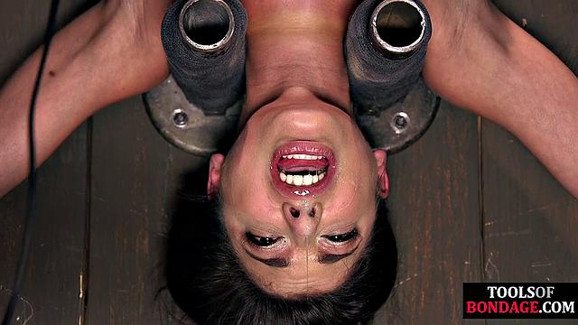 Handcuffed bitch handling electrosex