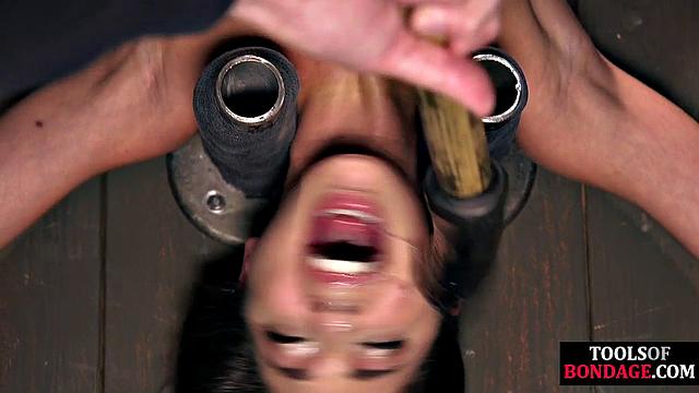 Handcuffed bitch handling electrosex