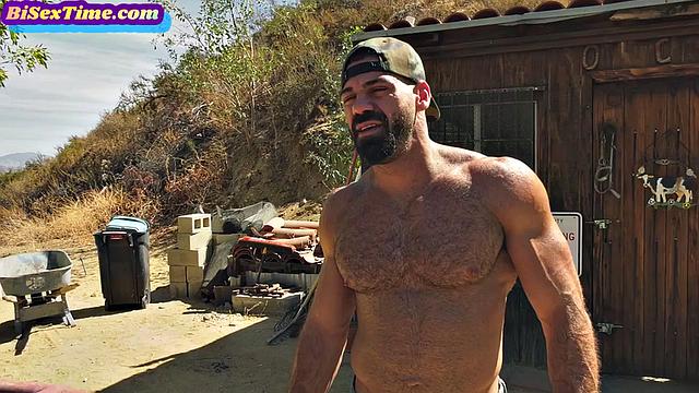 Hairy naughty babe pounded in three-way