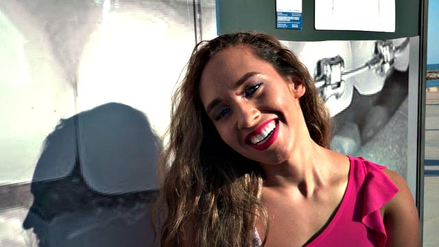 Slutty Latin bombshell in POV outdoor for cash