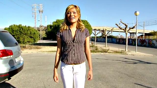 Public fucked Asian drilled hardcore in doggy style