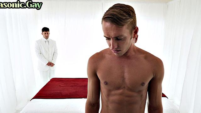 Religious stud in masonic 3some with jock and DILF