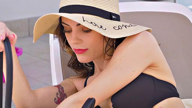 Watch Rich Bitch give a sexy outdoor fuck while wearing tattoos and earings