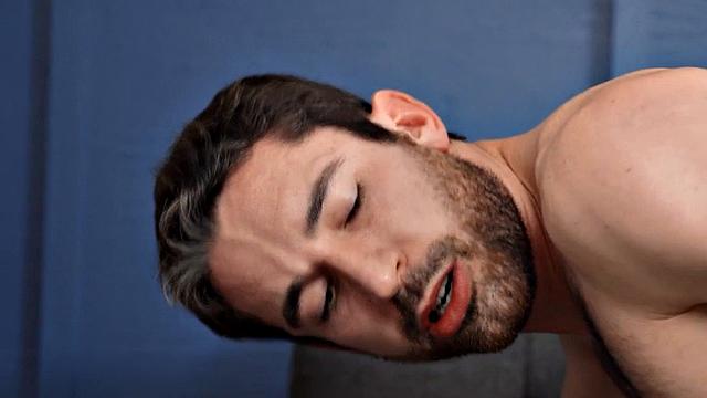 Solo jock enjoys masturbating hard before cumming