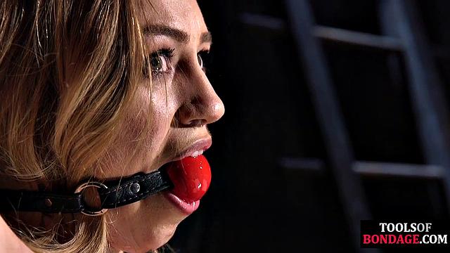 Mouthgagged bae gets pussyfingered