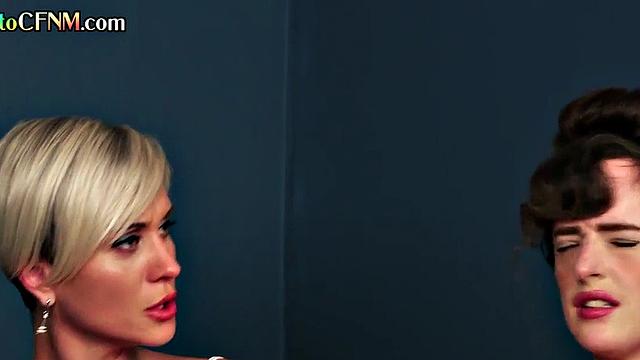CFNM amateur british femdoms give group HJ till the cumshot