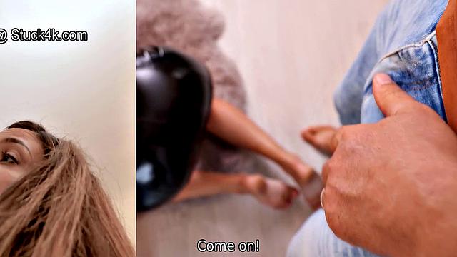 Kinky student hooks up with stuck chick & fucks her in the kitchen