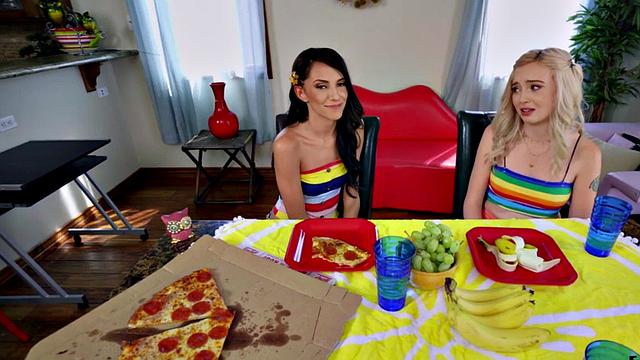 Smallboob chicks fingered and threeway in POV