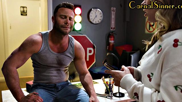 Sinner face fucked by car mechanic after doggystyle