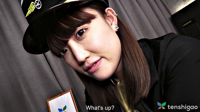 Lovely Nagisa Katagiri in her airline uniform playing dress up