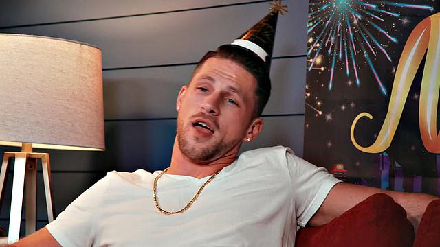 Athletic New Year studs fuck in anal celebration