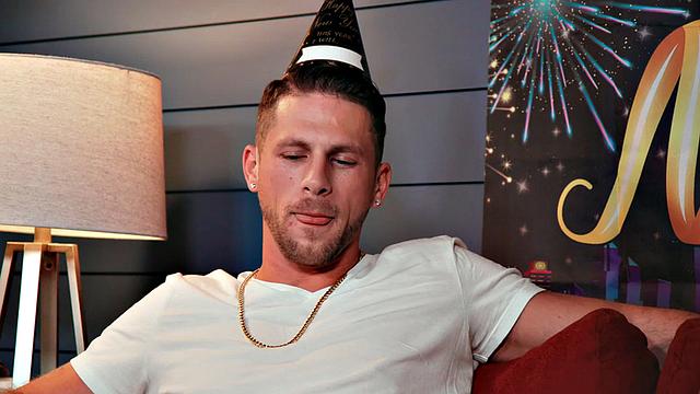 Athletic New Year studs fuck in anal celebration