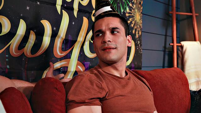 Athletic New Year studs fuck in anal celebration