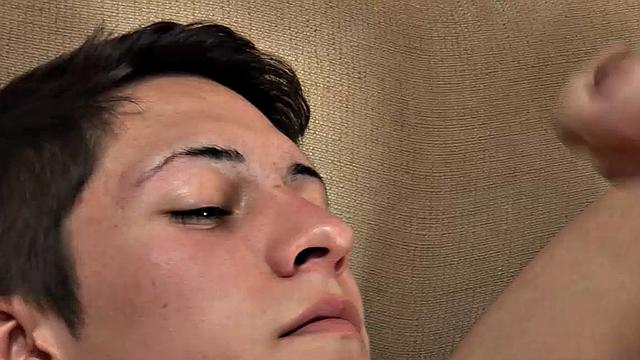 Adorable twink Abel is on the casting couch, stripping and stroking his big uncut dick, while Ferdinan captures the audition on camera. The sight of that slim and smooth naked boy is too much to resist and soon Daddy is reaching in for a feel.