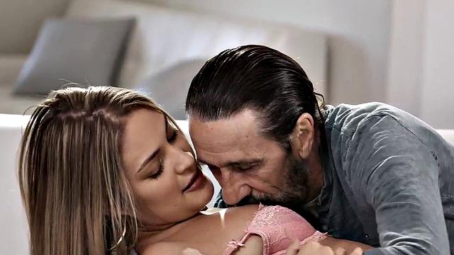 Raunchy babysitter with pierced tits pleasing her boss