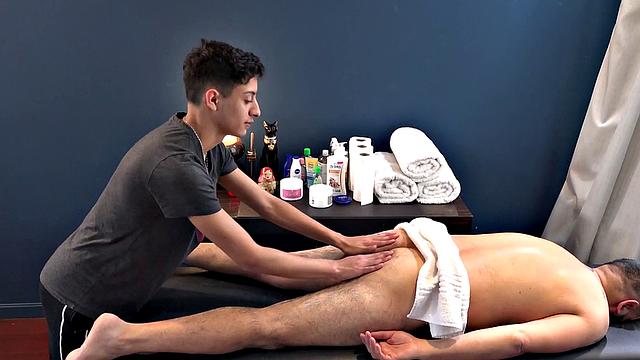 Massaged bear barebacks petite Latin twink masseur