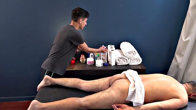 Massaged bear barebacks petite Latin twink masseur