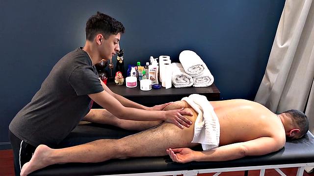 Massaged bear barebacks petite Latin twink masseur