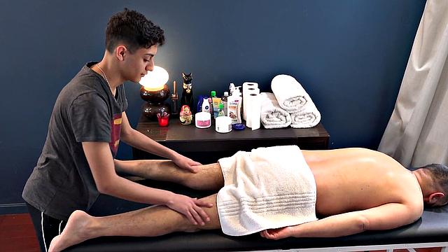 Massaged bear barebacks petite Latin twink masseur