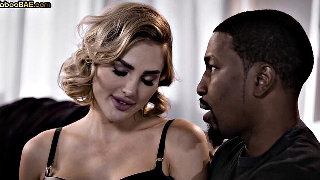 3way taboo babe rides BBC of step-sister's at home