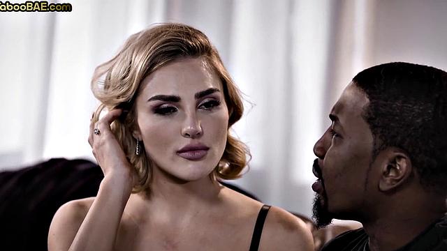 3way taboo babe rides BBC of step-sister's at home