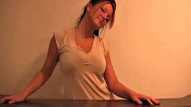 Busty teen Kayden touches her clit