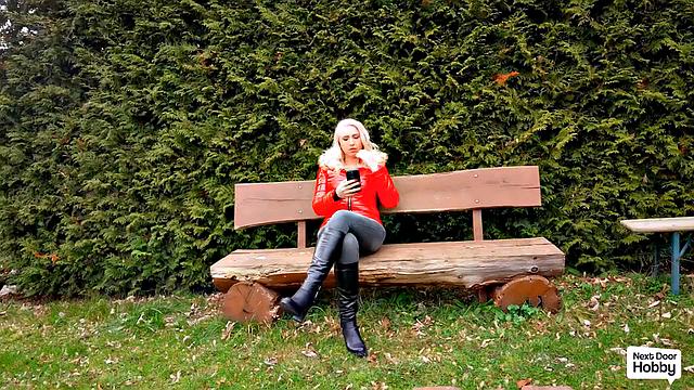 Blonde Stranger Gets Pants Ripped and Fucked Outdoors