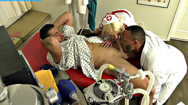 Cumloving IR nurse enjoys MMF 3some in hospital